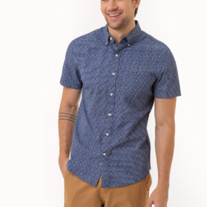 PRINTED STRETCH POPLIN SHORT SLEEVE SHIRT