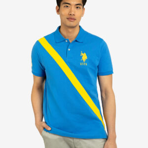DIAGONAL SASH FRONT PIQUE POLO SHIRT