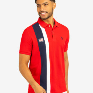 VERTICAL SASH COLOR BLOCK PIQUE POLO SHIRT