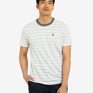 YARN DYE STRIPE JERSEY CREW NECK T-SHIRT