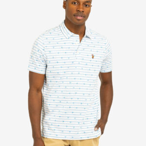 ALL OVER PALM PRINT JERSEY POLO SHIRT