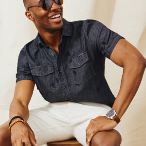 WHITE LABEL ALL OVER LOGO DENIM SHIRT